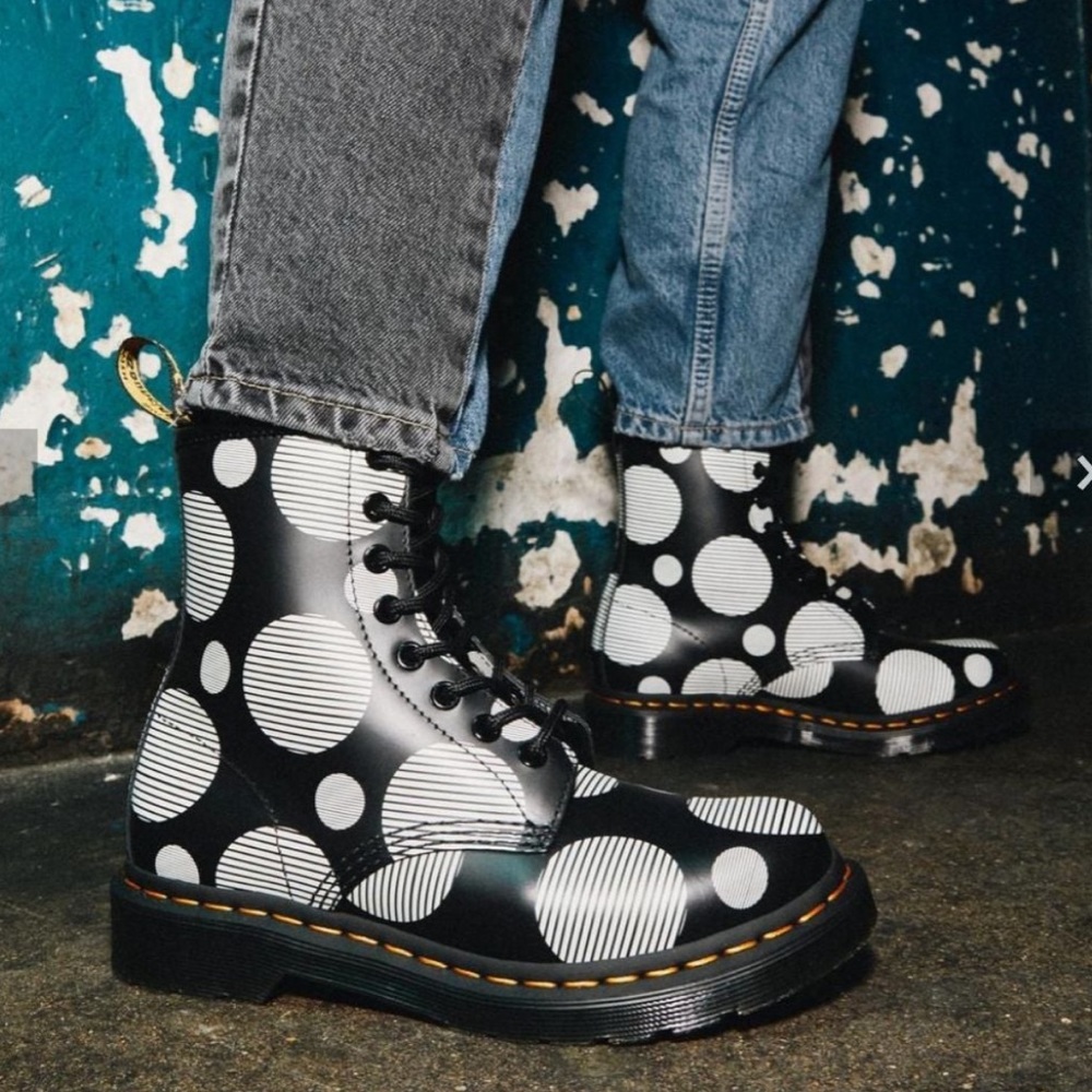 Dr Martens 1460 Lace Up Polka Dot Leather Combat Boots